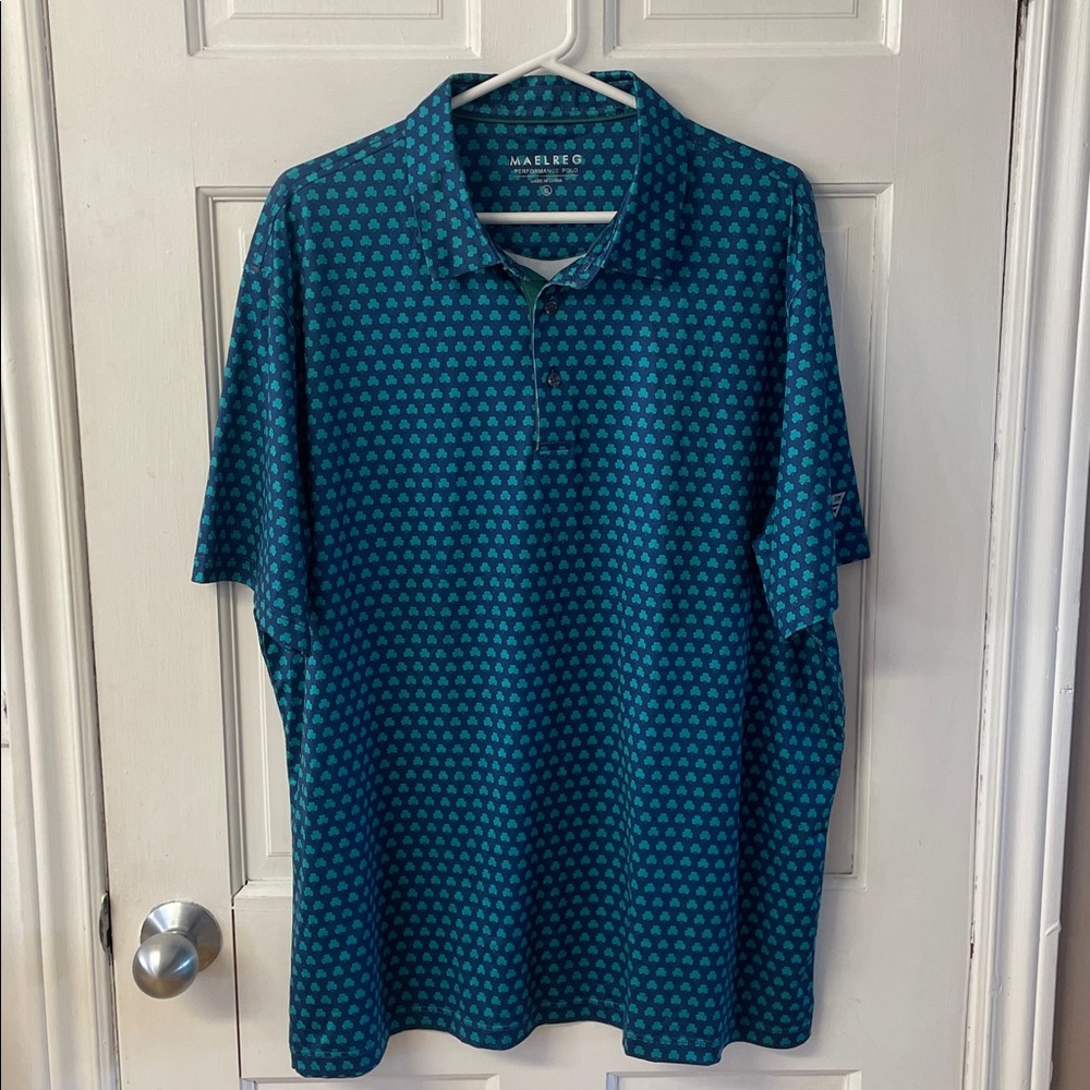 Maelreg Performance shamrock print golf polo shirt men’s size XL **sale**